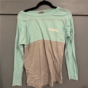 Columbus Graphic Two-Tone Long Sleeve Top